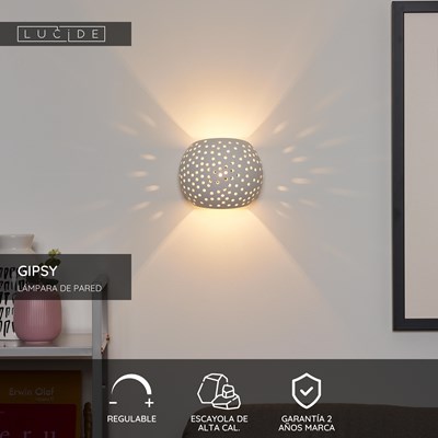 Lucide GIPSY - Lámpara de pared - 1xG9 - Blanco